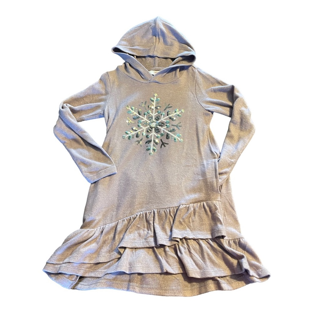 Girls Purple Long Sleeve Sequin Snow Flake Dress